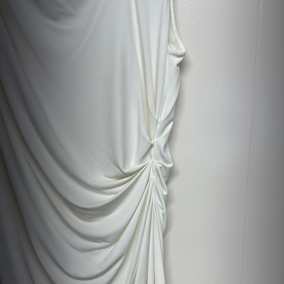 Victoria's Secret Cream Asymmetrical Ruched Sheath Dress - Picture 4 of 9